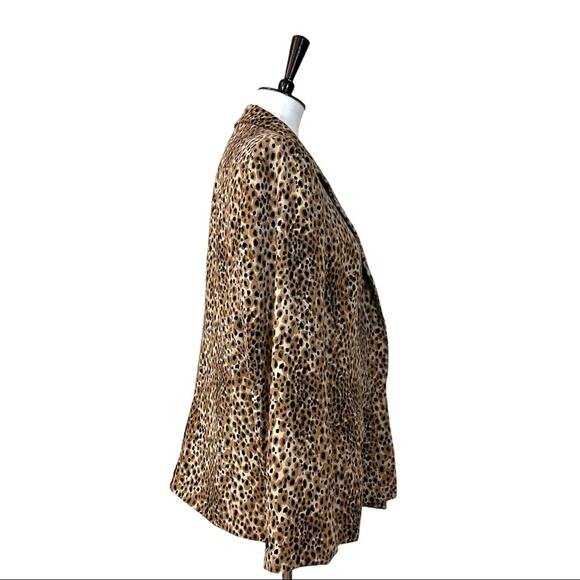LOFT Women's Blazer Classic Wool Blend Leopard Print Open Front Soft Size 12 - Picture 3 of 12